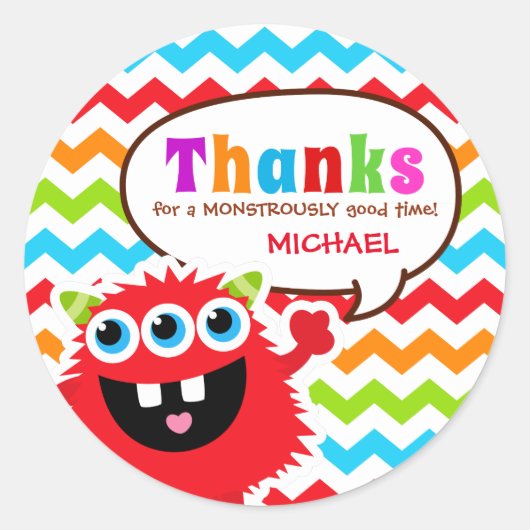 モンスターバッシュありがとうメッセージカード ラウンドシール (正面)