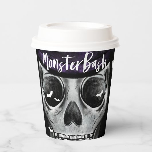 モンスターバッシュおもしろい不気味スケルトンハローウィンパーティ 紙コップ (正面)