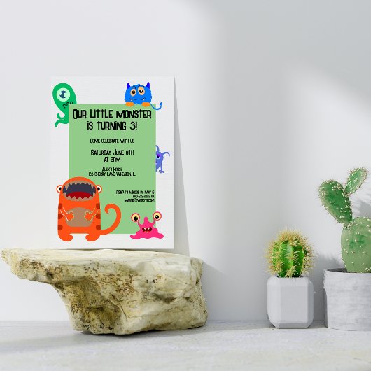モンスターバッシュかわいい子どもの誕生日パーティー 招待状
