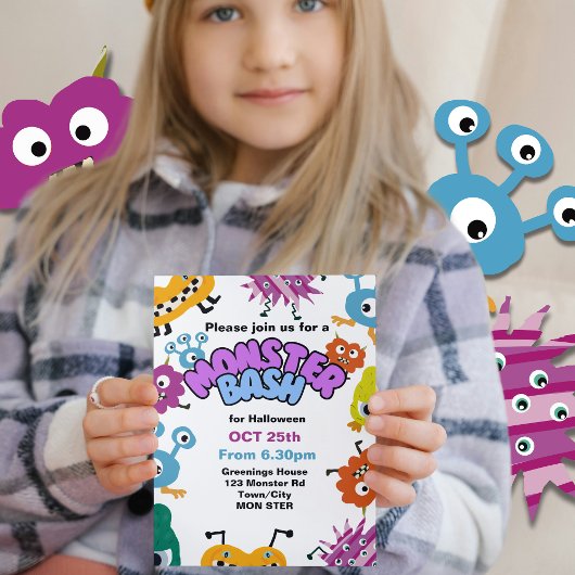 モンスターバッシュキッズハローウィンパーティ子供おもしろい 招待状