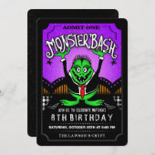 モンスターバッシュハロウィーン誕生日パーティーの招待状 招待状 (正面/裏面)