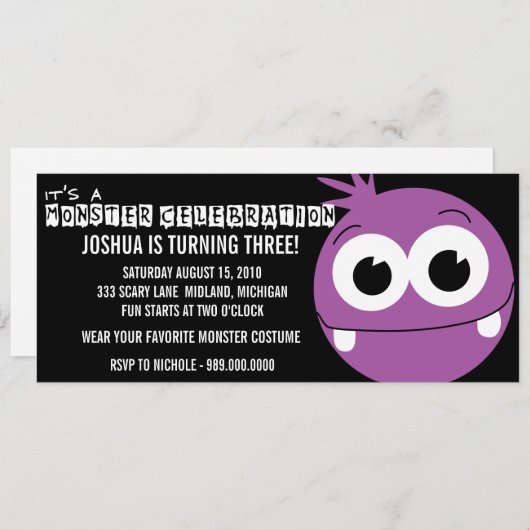 モンスターバッシュバースデーパーティ招待状 招待状 (正面/裏面)