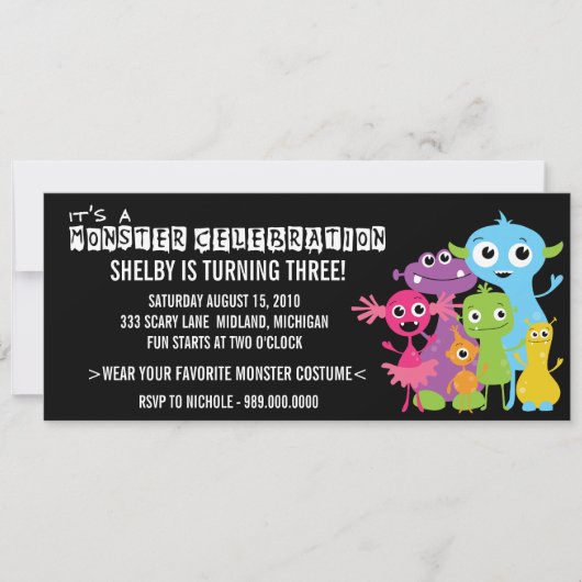 モンスターバッシュバースデーパーティ招待状 招待状 (正面)