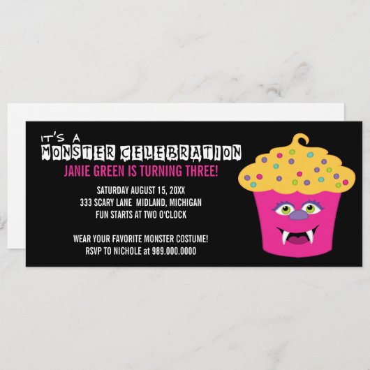 モンスターバッシュバースデーパーティ招待状 招待状 (正面/裏面)