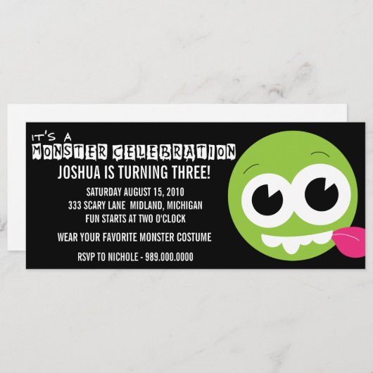 モンスターバッシュバースデーパーティ招待状 招待状 (正面/裏面)