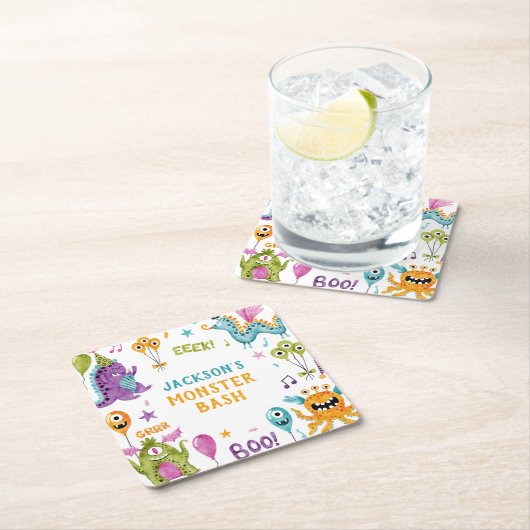 モンスターバッシュリトルモンスターバースデーパーティー スクエアペーパーコースター (インサイチュ)