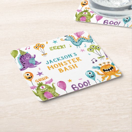 モンスターバッシュリトルモンスターバースデーパーティー スクエアペーパーコースター (アングル)