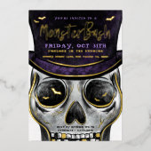 モンスターバッシュ不気味スケルトンハローウィンパーティ 箔招待状 (正面)