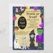 モンスターバッシュ衣装ハロウィントランクまたはトリート 招待状 (正面)