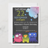 モンスターバッシュ誕生日パパーソナライズされたーティ 招待状 (正面)