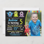 モンスターバースデーへの招待、かわいいモスター招待状 招待状 (正面)