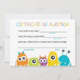 . .モンスターバースデーパーティーがモンスターの養子縁組を採択 サンキューカード