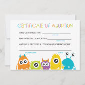 . .モンスターバースデーパーティーがモンスターの養子縁組を採択 サンキューカード (正面)