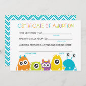 . .モンスターバースデーパーティーがモンスターの養子縁組を採択 サンキューカード (正面/裏面)