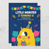 モンスターバースデー招待状、ハロウィーン誕生日 招待状 (正面/裏面)