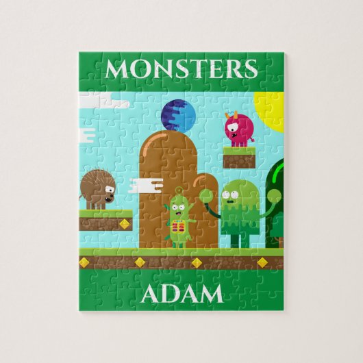 モンスターパズルに子供の名前。 ジグソーパズル (縦)
