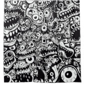 モンスターパターン醜い抽象芸術不気味な怖い不気味 シャワーカーテン (正面)