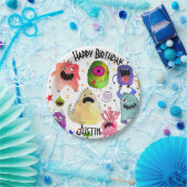 モンスターパーソナライズされたバースデー紙プレート ペーパープレート (パーティー)