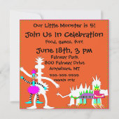 モンスターパーティーカスタマイズ誕生日招待状 招待状 (裏面)
