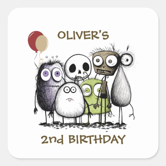 モンスターパーティーキッズ招待状封筒用シール スクエアシール (正面)