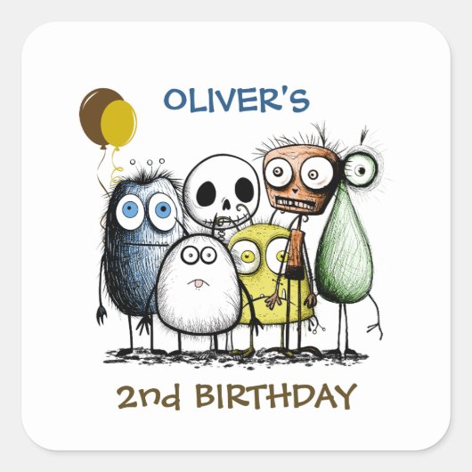 モンスターパーティー招待状封筒用シール スクエアシール (正面)