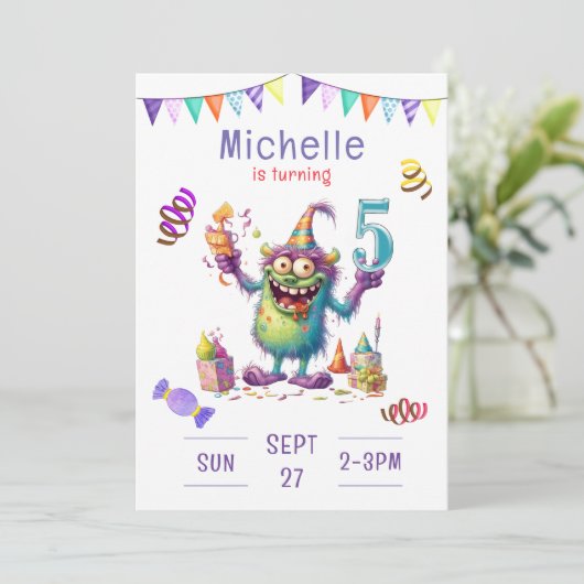 モンスターファイブイヤー誕生日招待状 招待状 (スタンド正面)