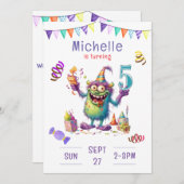 モンスターファイブイヤー誕生日招待状 招待状 (正面/裏面)