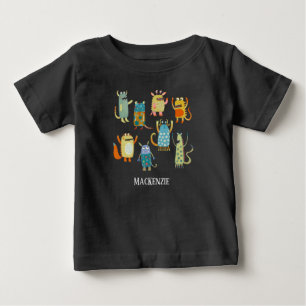 モンスターファミリー名前をカスタムする ベビーTシャツ