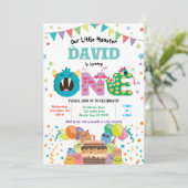 モンスターファーストバースデーパーティー。男の赤ちゃん1日目 招待状 (スタンド正面)