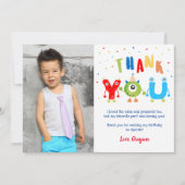 モンスターフォトバースデーパーティーサンキューカード 招待状 (正面)