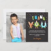 モンスターフォトバースデーパーティーサンキューカード 招待状 (正面)