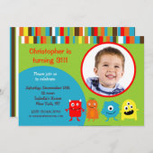 モンスターフォトバースデーパーティ招待状 招待状 (正面/裏面)