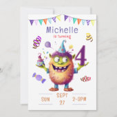 モンスターフォーイヤー誕生日招待状 招待状 (正面)