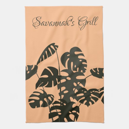 モンスタープラントスイスチ葉ーズパーソナライズされた キッチンタオル (縦)