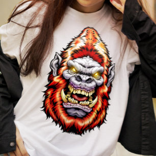 モンスターヘッド:ビッグ足イエティサスカッチ赤Tシャツ Tシャツ