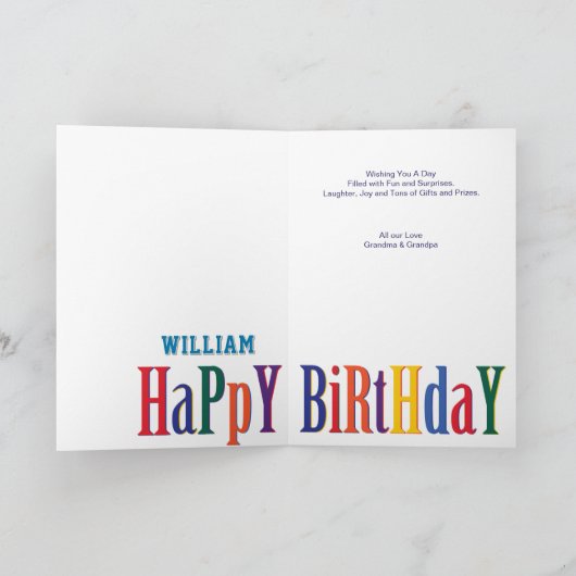 モンスターベア子供の誕生日パーティー カード (内部)