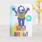 モンスターベア子供の誕生日パーティー カード (黄色い花)