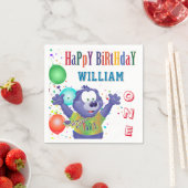 モンスターベア子供の誕生日パーティー スタンダードカクテルナプキン (インサイチュ)