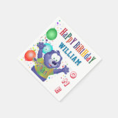 モンスターベア子供の誕生日パーティー スタンダードカクテルナプキン (角)