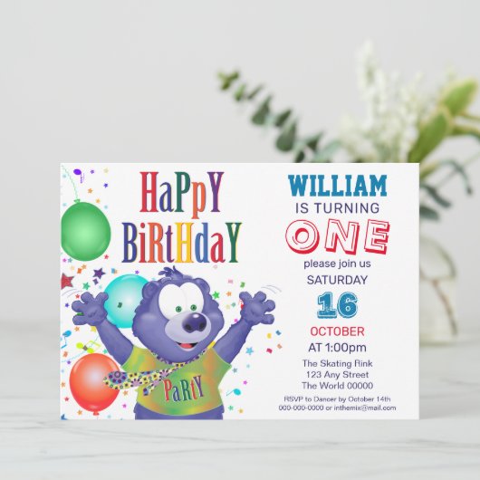 モンスターベア子供の誕生日パーティー 招待状 (スタンド正面)