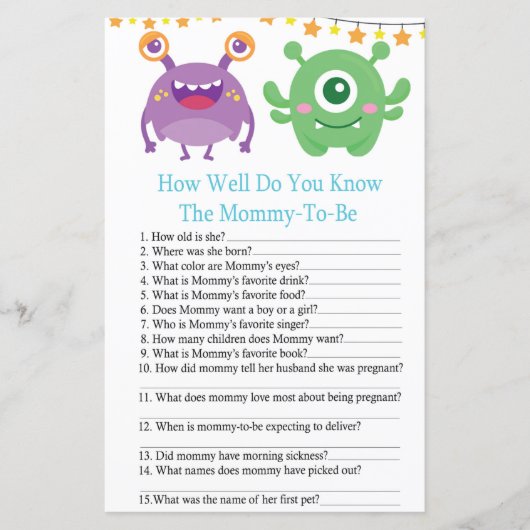 モンスターベイビーシャワーゲームをどれだけ良く知っているか (正面)