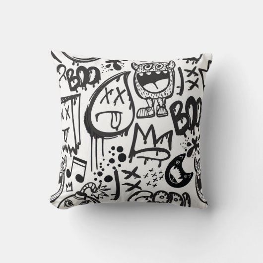 モンスターボーイズ：手描きパターン クッション (正面)