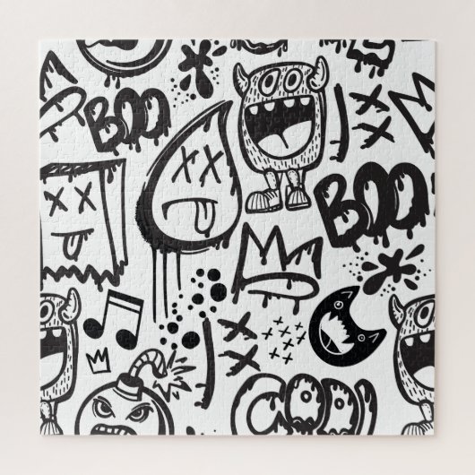 モンスターボーイズ：手描きパターン ジグソーパズル (縦)