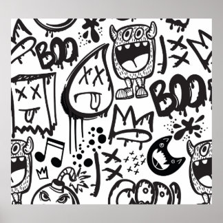 モンスターボーイズ：手描きパターン ポスター