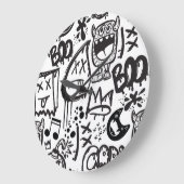 モンスターボーイズ：手描きパターン ラージ壁時計 (傾斜)