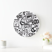 モンスターボーイズ：手描きパターン ラージ壁時計 (ホーム)