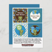 モンスターボーイ赤ちゃんシャワーカップケーキTopper Peek a Boo インビテーションポストカード (正面/裏面)