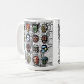 モンスターマスクレトロホラーマグ – (ホワイトバリアント) コーヒーマグカップ (正面左)