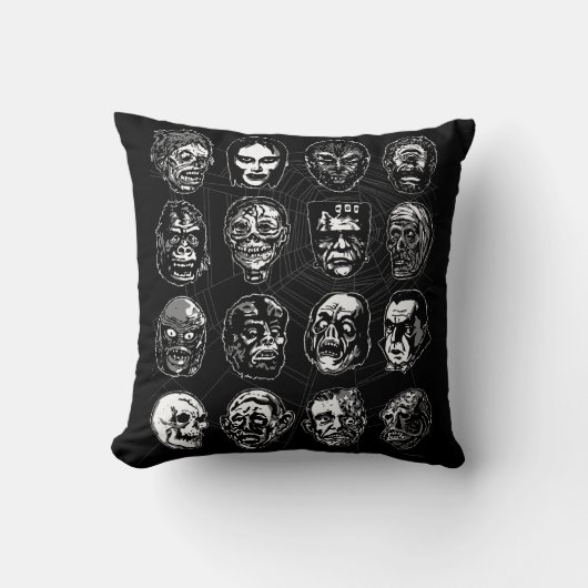 モンスターマスク装飾用クッション-レトロホラーポートレート クッション (正面)
