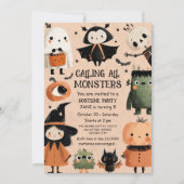 モンスターマッシュのウィズミカルなハロウィン誕生日パーティー 招待状 (正面)